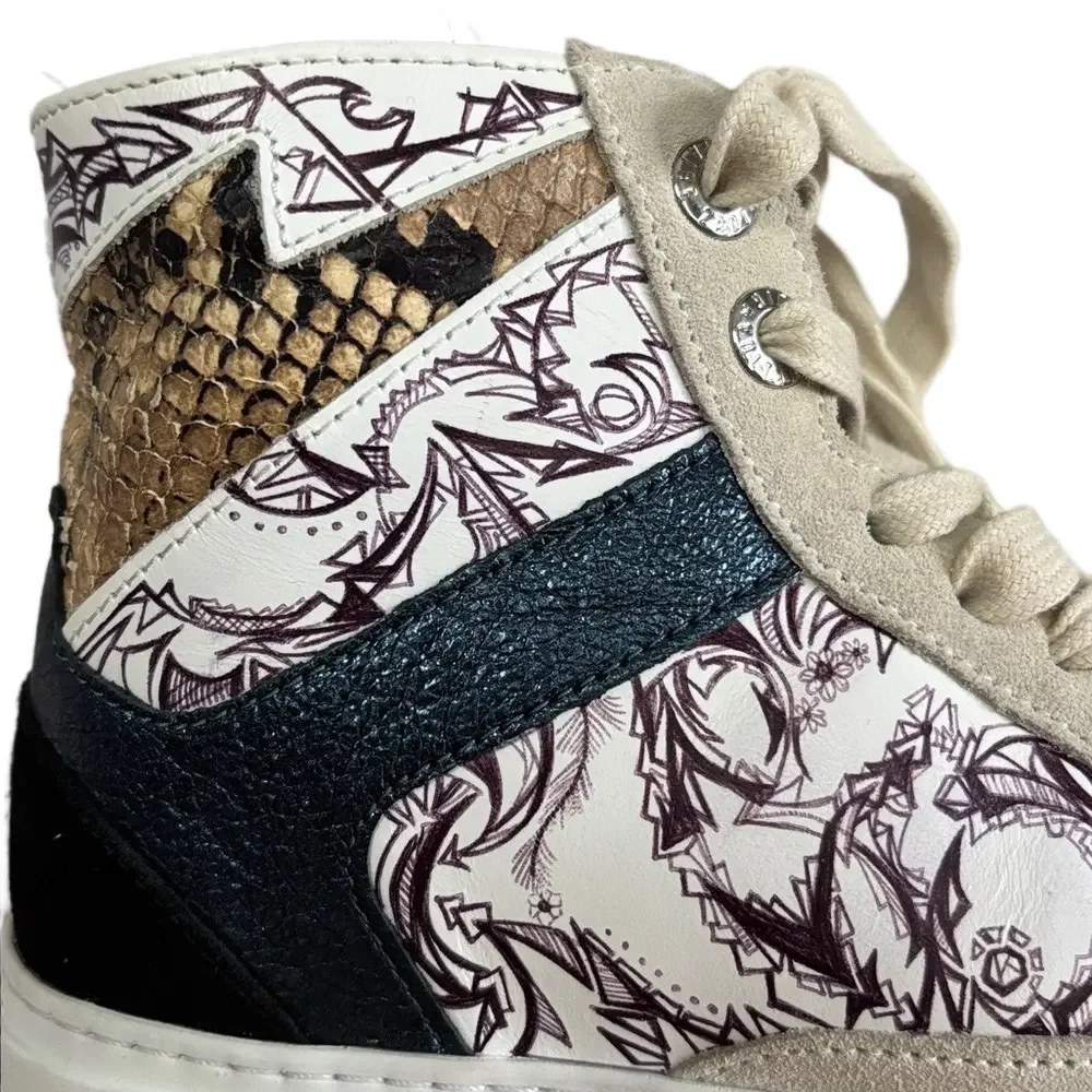 Zadig & Voltaire High Top Sneakers Leather & Snake Streetwear Y2K Grunge